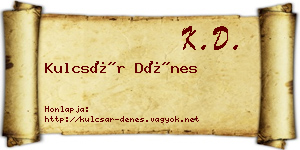 Kulcsár Dénes névjegykártya
